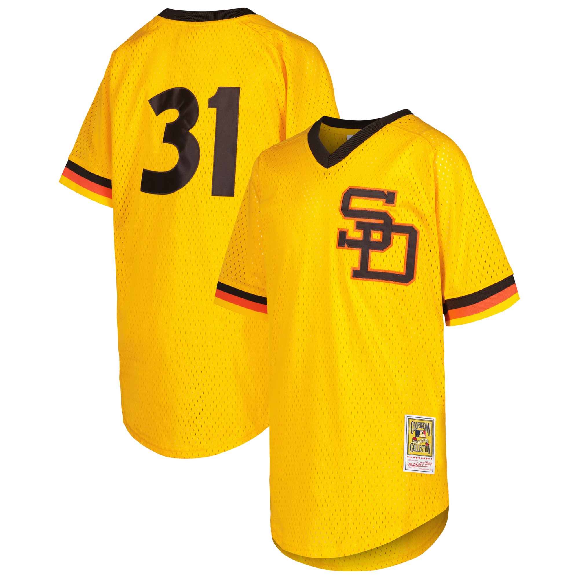 Dave Winfield San Diego Padres Mitchell & Ness Youth Cooperstown Collection Mesh Batting Practice Jersey – Gold