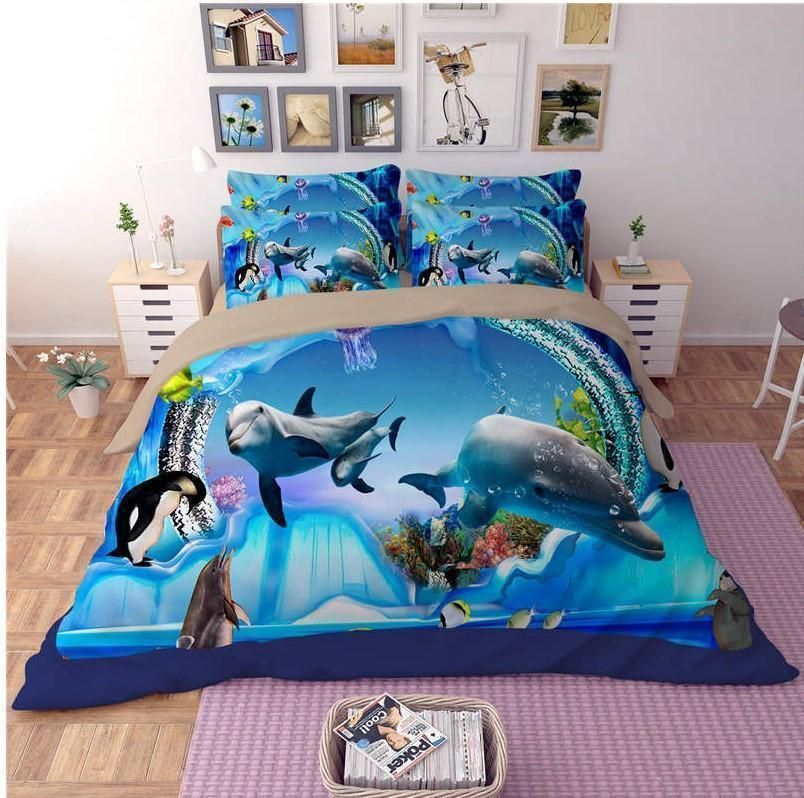 3d Dolphin Bed Set Duvet Cover  Pillow Cases