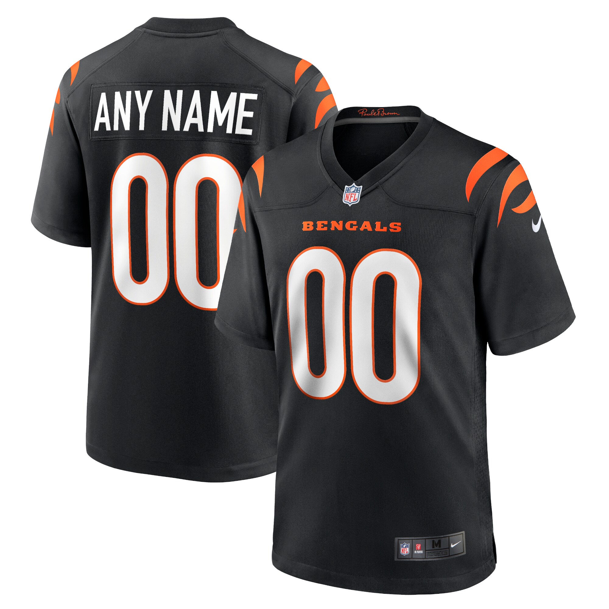 Youth Cincinnati Bengals Black Logo Game Custom Jersey