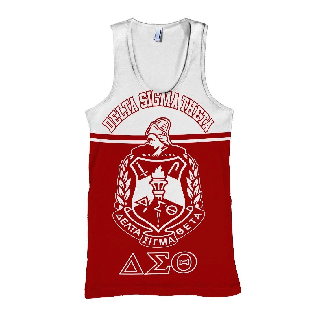 Wonderprint Tank Top Delta Sigma Theta Hand Sign Red White Tank Top