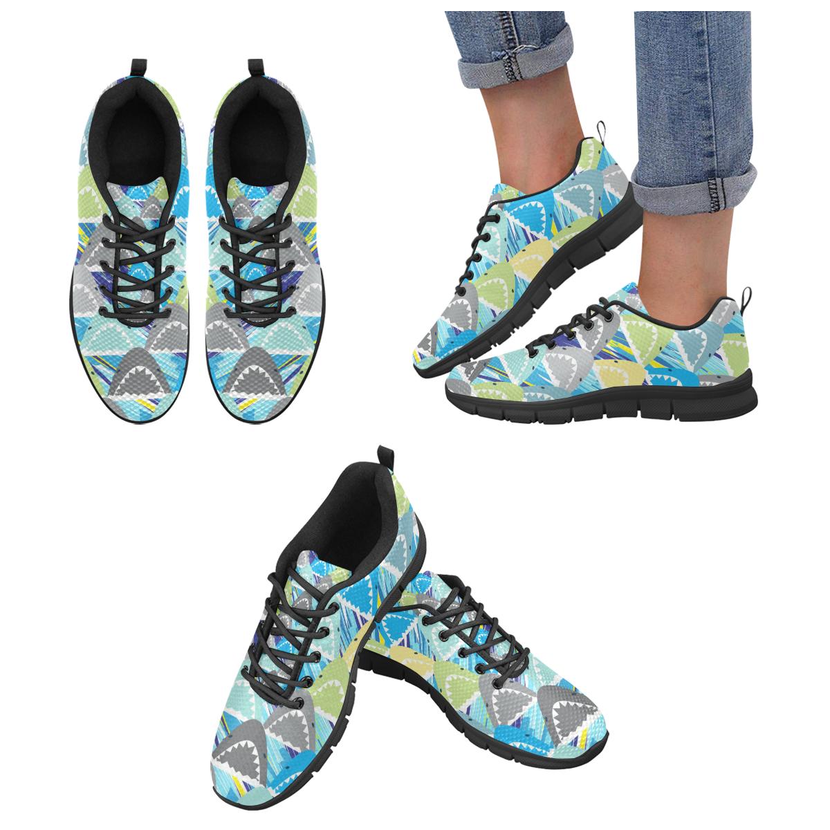 Shark Head Pattern Women’s Sneakers Black