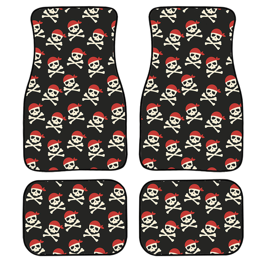 Pirate Skull Crossbones Pattern Print Front And Back Car Floor Mats, Front Car Mat