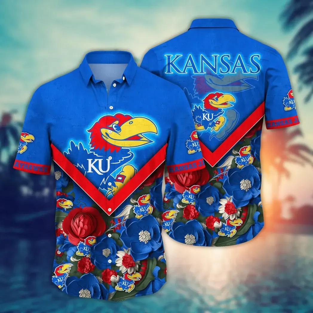 Kansas Jayhawks Ncaa Flower Aloha Hawaiian Shirt 5, Ncaa Hawaiian Shirt