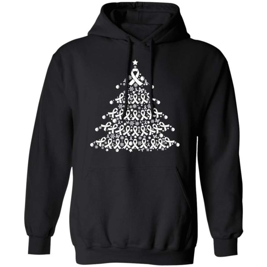 Christmas Hoodie Lung Cancer Awareness Xmas Tree Hoodie VA12