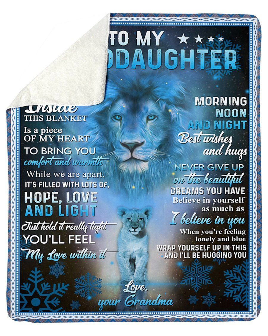 Blue Snowflake Lion Hope Love Grandma Fleece Blanket, Sherpa Blanket, Gift For Aunt Gift For Parent, Family Member, Friends Gift, Christmas Gift, Home Decor, Home Living