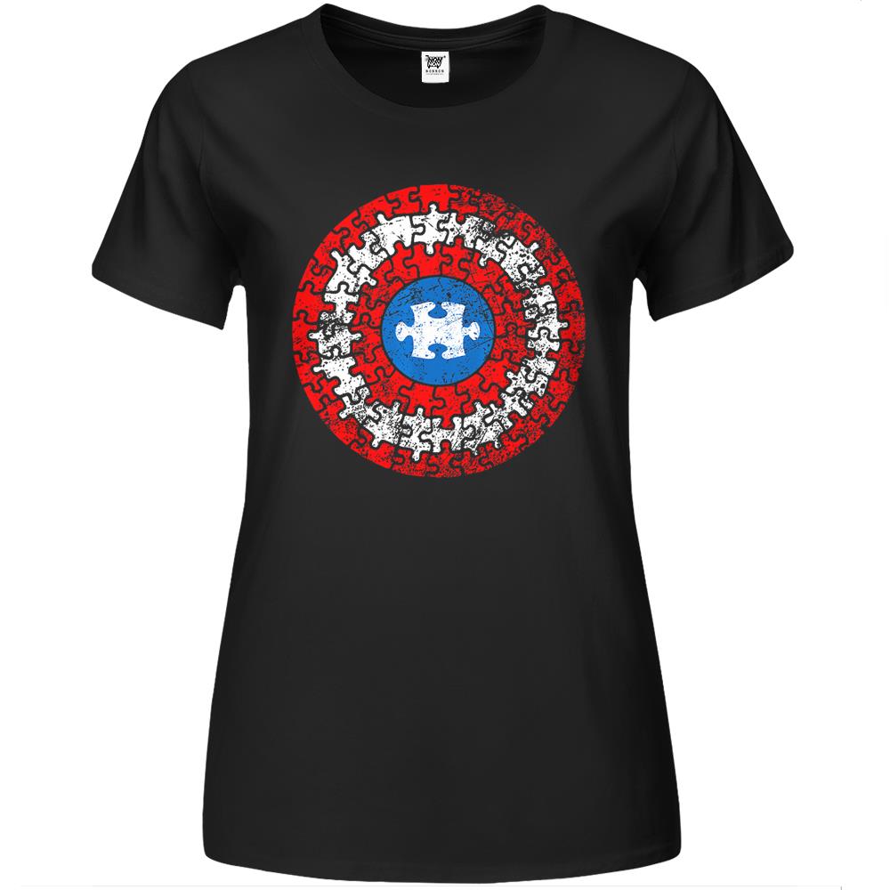 Autism Awareness Puzzle Superhero Shield Premium Womens T Shirts