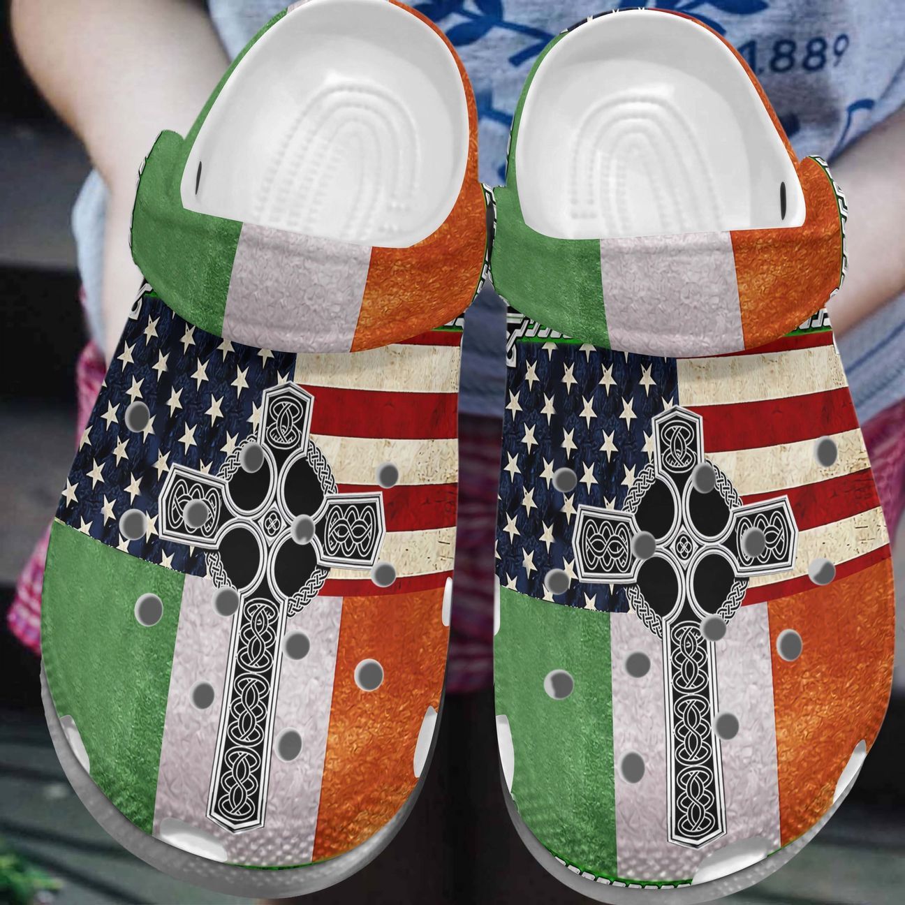 Irish Personalize Clog, Custom Name, Text, Fashion Style For Women, Men, Kid, Print 3D Irish Flag