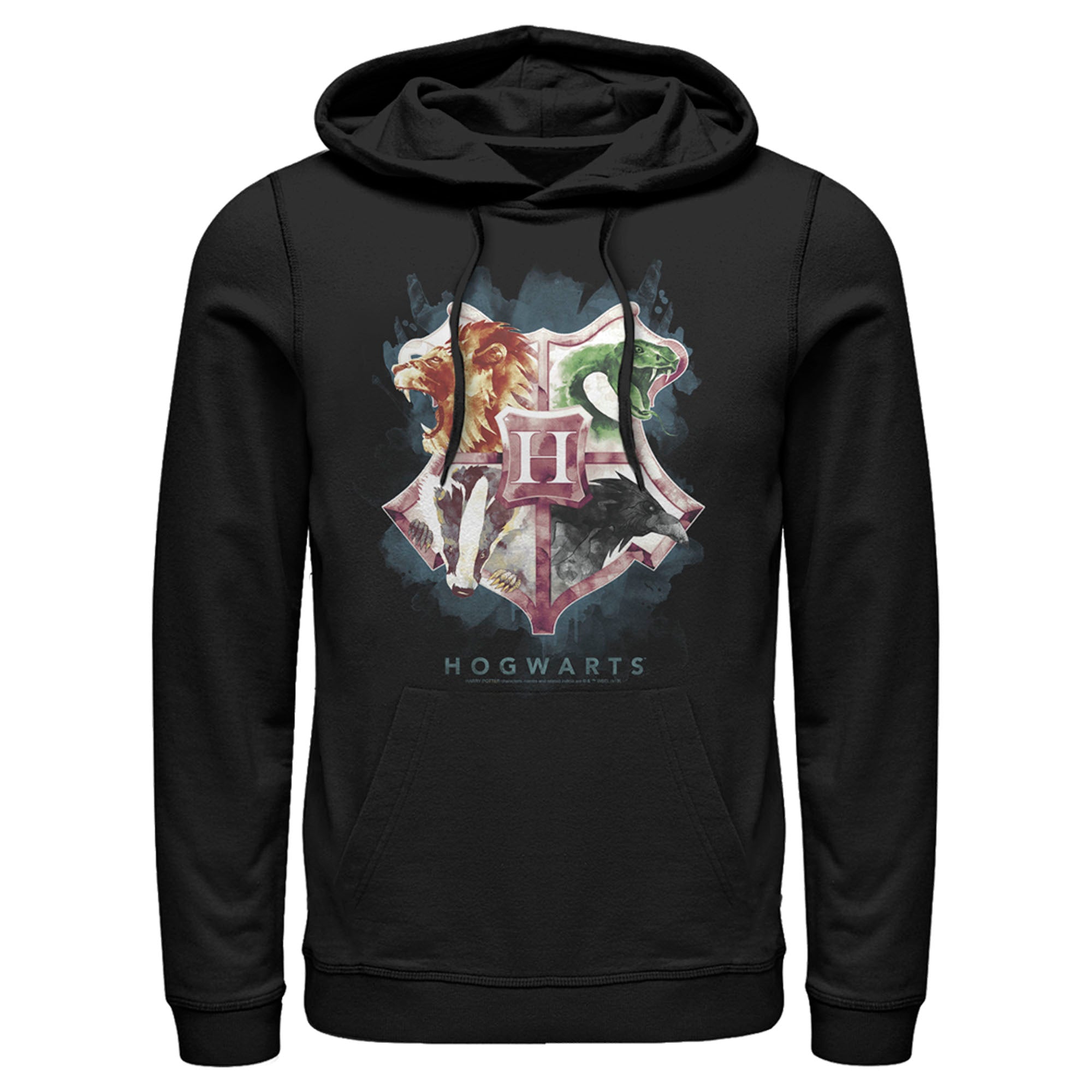 Men’S Harry Potter Hogwarts Watercolor Symbols Pull Over Hoodie