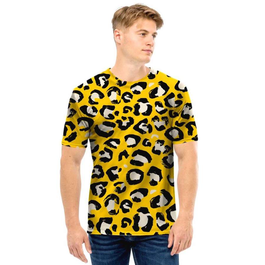 Yellow Leopard Men T Shirt