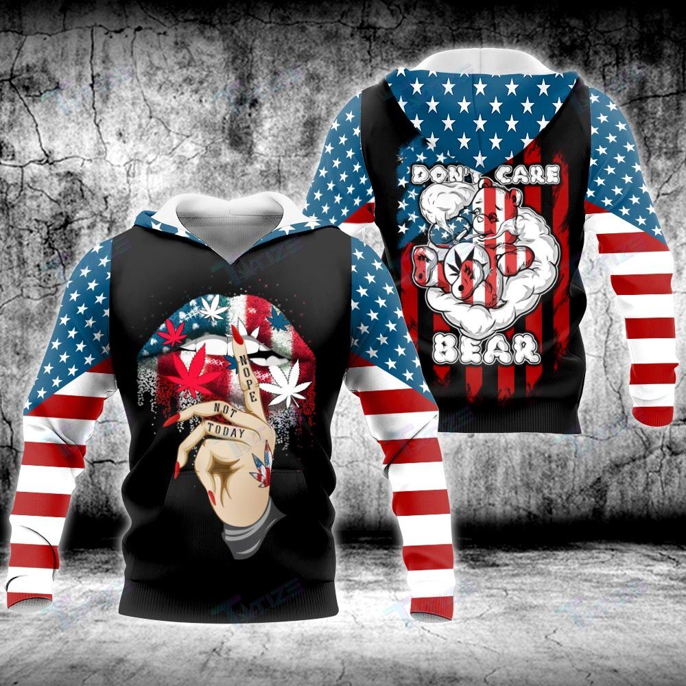 Weed Bear Lip Flag Independence Day 4th July 3D All Over Printed Shirt, Sweatshirt, Hoodie, Bomber Jacket Size S – 5XL