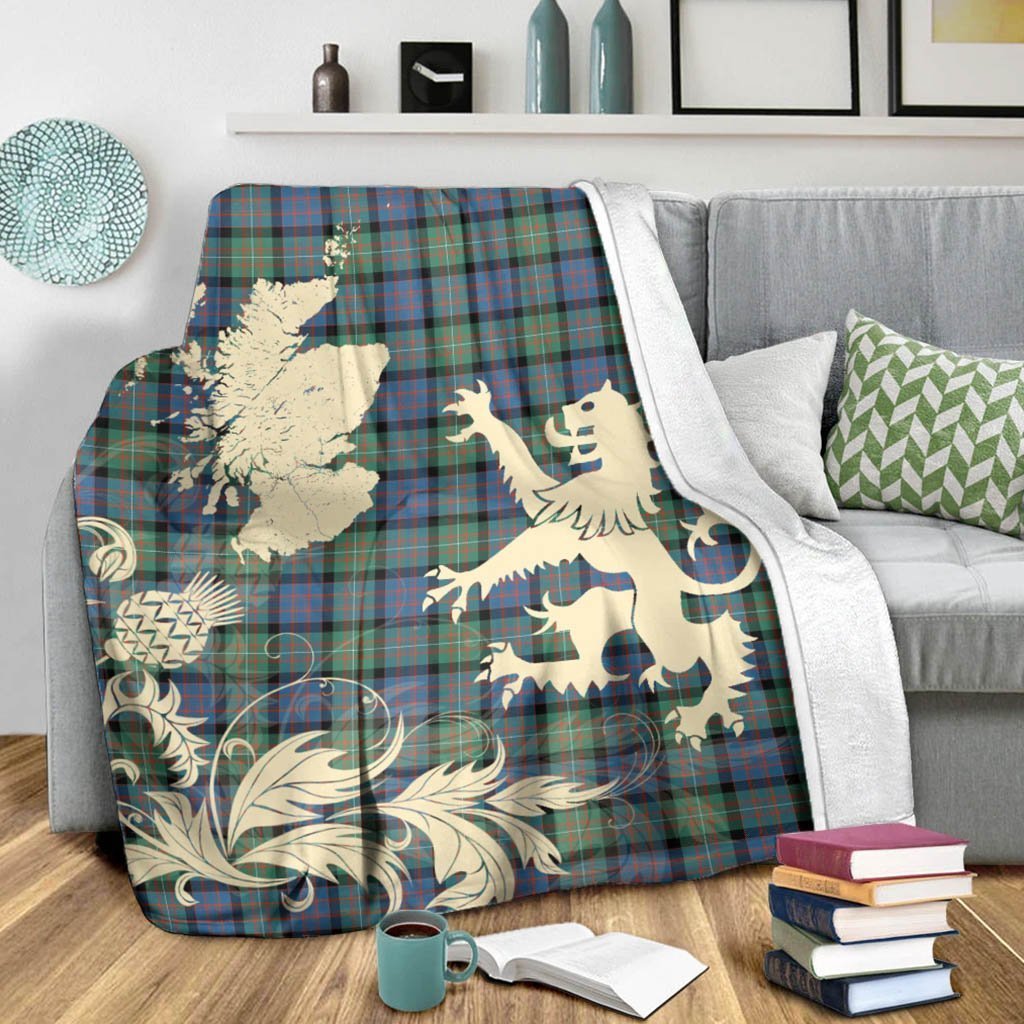 Tartan Blanket Macdonnell Of Glengarry Ancient Tartan Scotland Lion Thistle Map Plaid Blanket