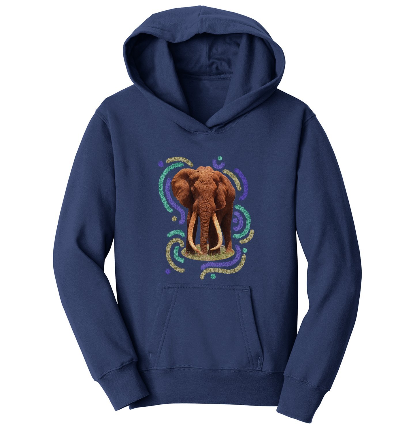 Wiggly Lines Elephant – Kids’ Unisex Hoodie Sweatshirt