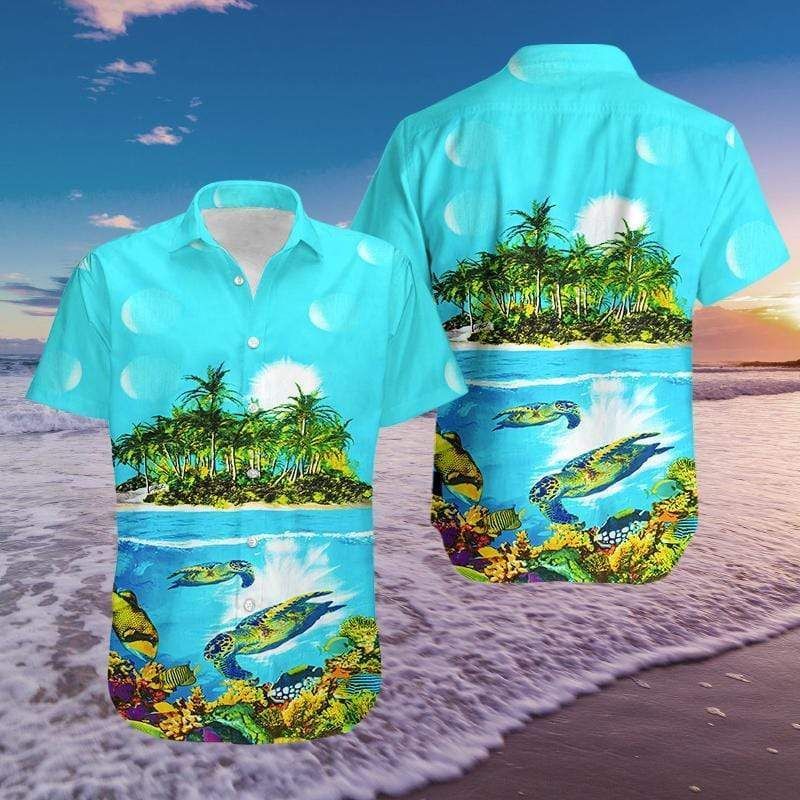 Discover Cool Tropical Turtle Island Hawaii Aloha Shirts Ha83456