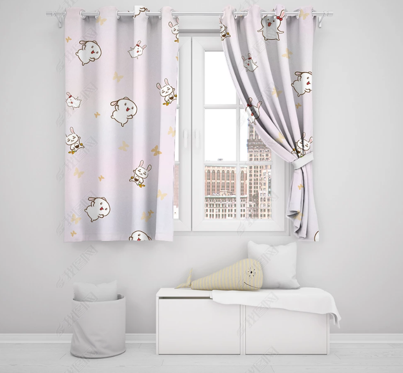 3D Hand Drawn Pink Animal Rabbit Curtains And Drapes Lqh 108