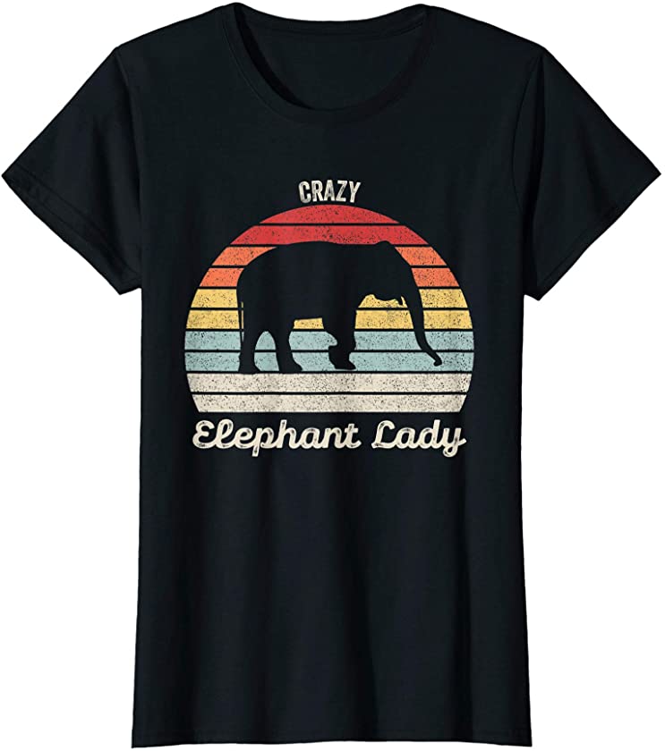 Vintage Retro Crazy Elephant Lady T-Shirt