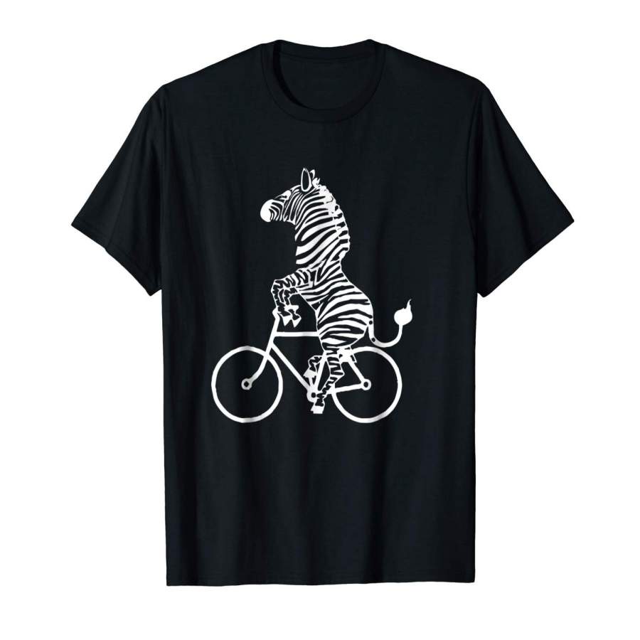 Zebra Riding On A Bike Funny Bicycle Shirt Bike Rider Gift Men Short Sleeve T- Shirt