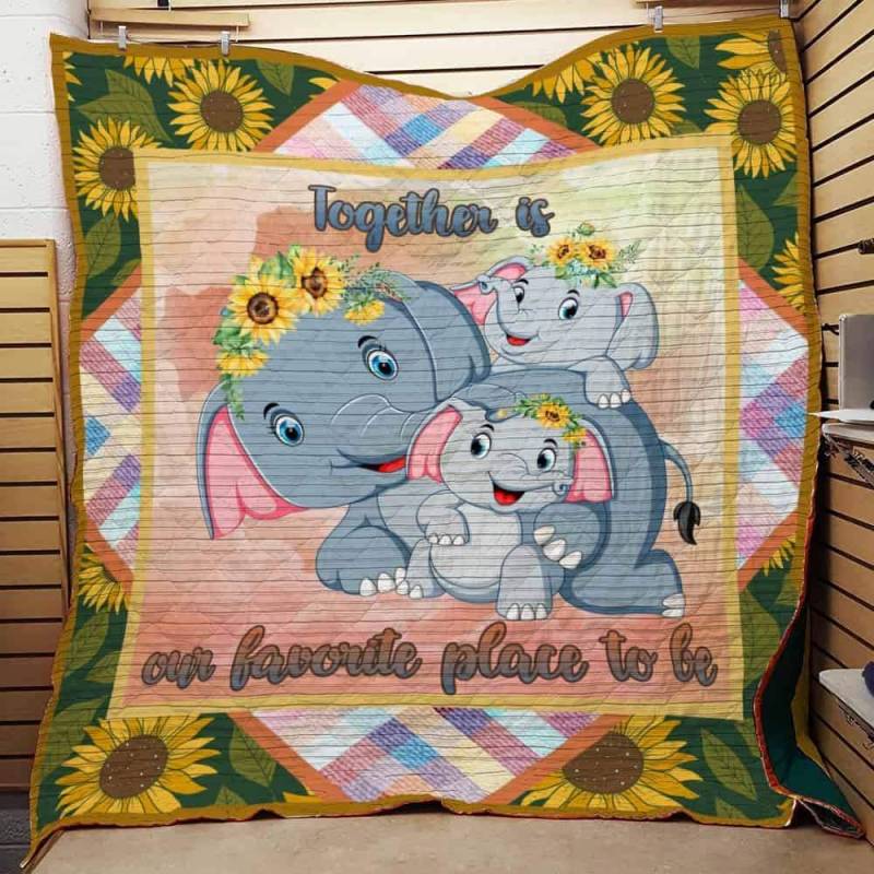 Together Is Our Bavorite Place To Be Elephant J4739 Quilt