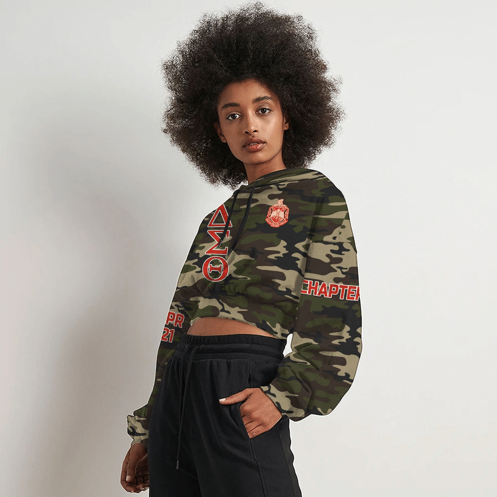 Wonder Print Hoodie – Personalized Delta Sigma Theta Camouflage Croptop Hoodie