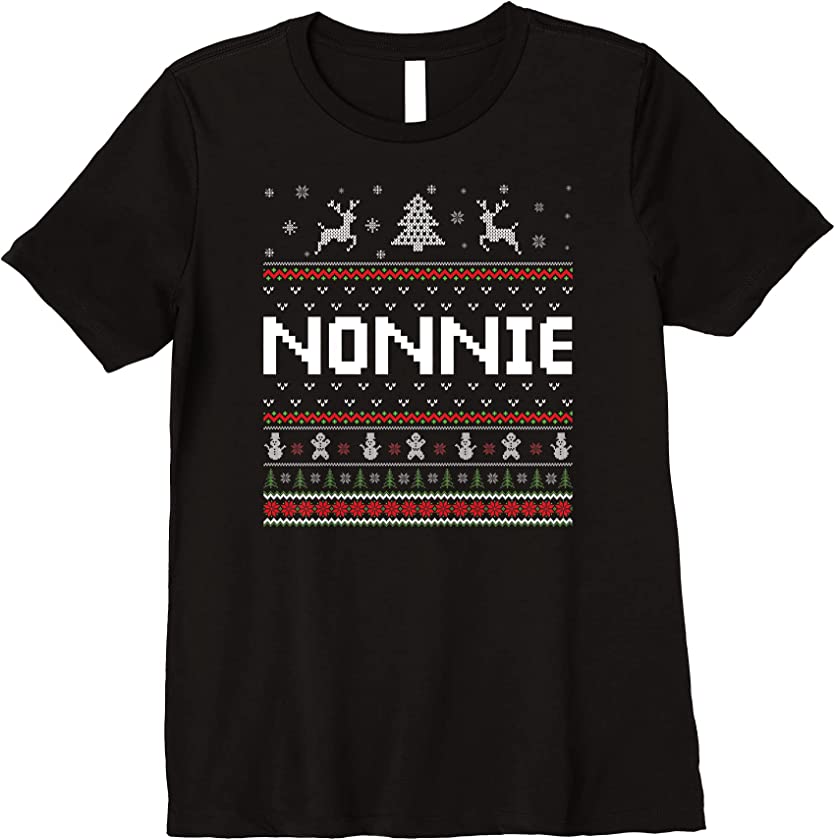 Womens Nonnie Ugly Holiday Party Matching Ugly Christmas Sweater Premium T-Shirt