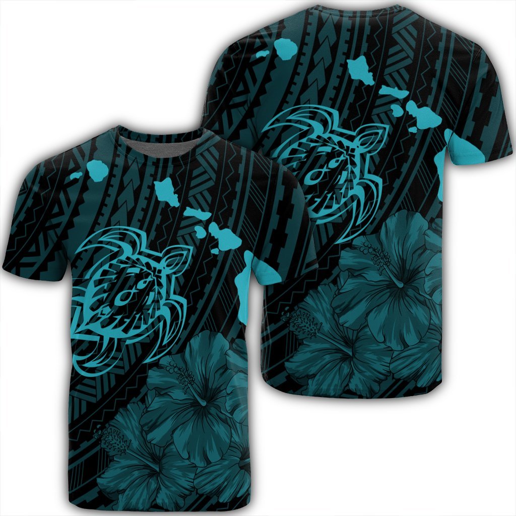 Hawaii Hibiscus Sea Turtle Swim Polynesian Blue Ah Ha31348