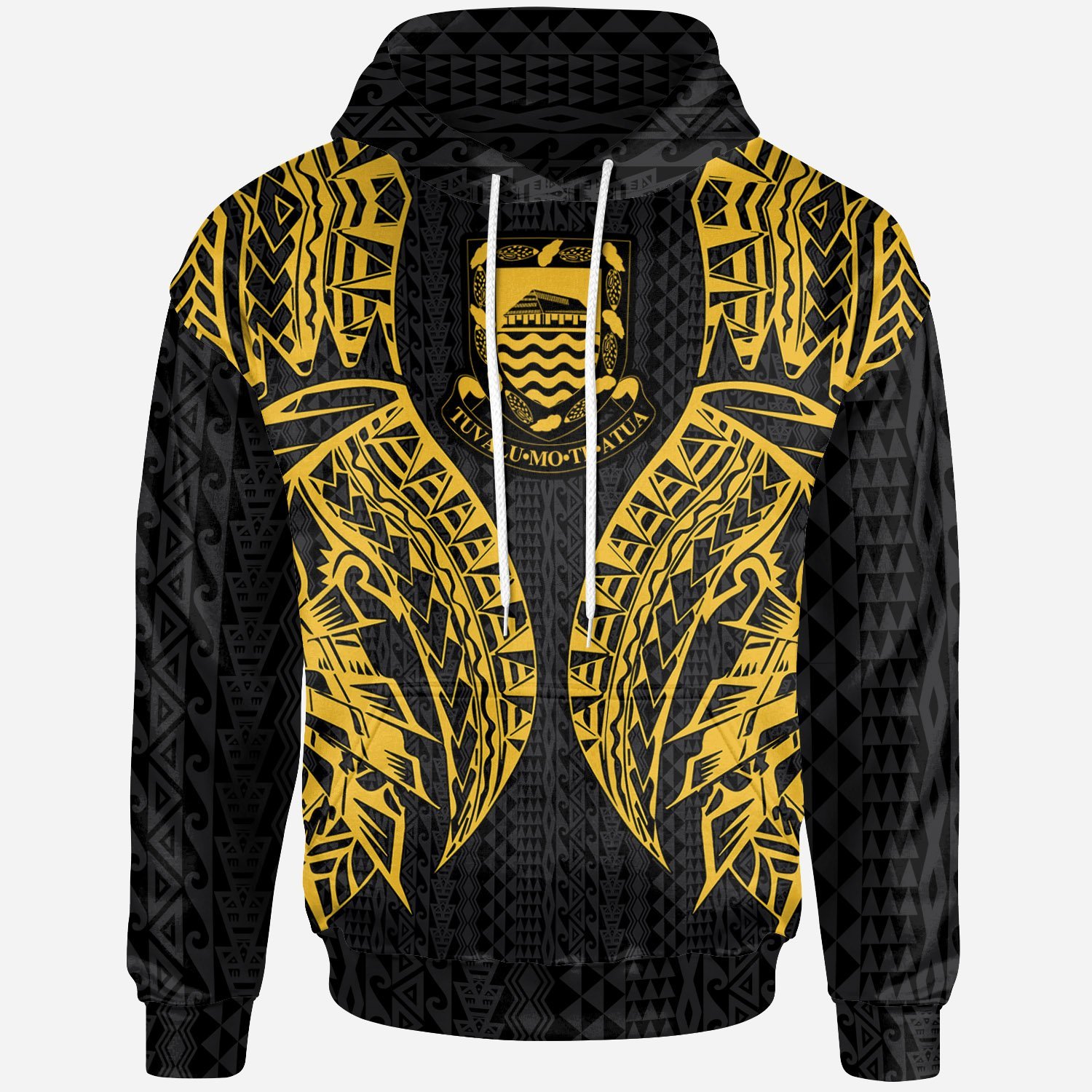 Tuvalu Hoodie – Polynesian Lion Head Gold Style – Pacific Print Hoodie