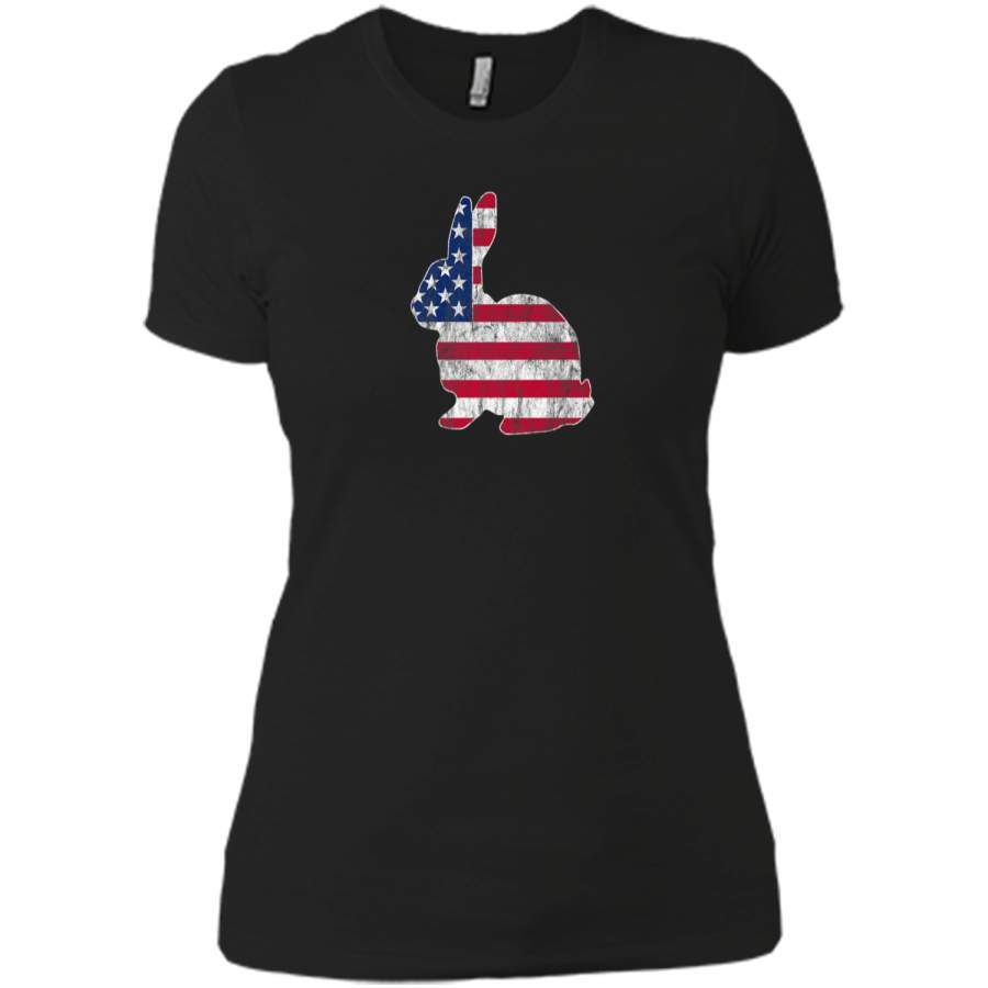 Bunny Rabbit American Flag Easter T-Shirt Next Level Ladies Boyfriend Tee