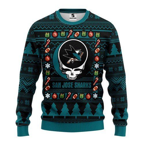 San Jose Sharks Grateful Dead For Unisex Ugly Christmas Sweater, All Over Print Sweatshirt