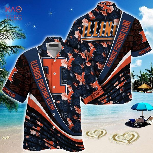 NCAA Illinois Fighting Illini Blue Black Hawaiian Shirt