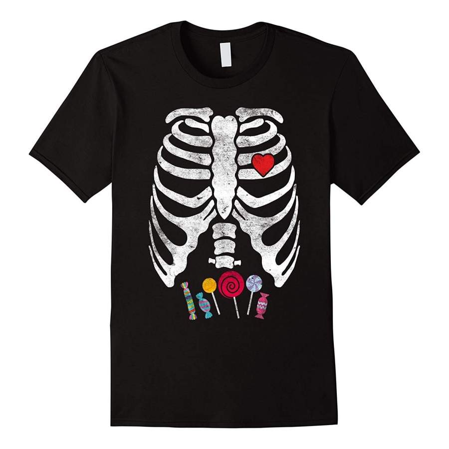 Skeleton Candy Rib Cage X-Ray Halloween T-Shirt  Adult