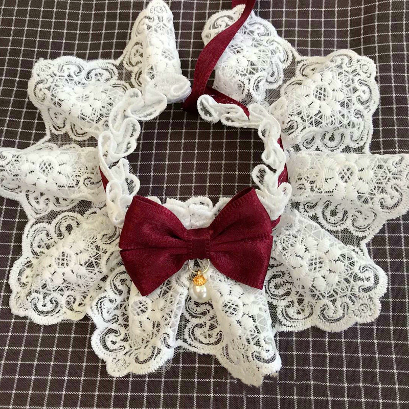 Lace Bowknot Collar Cat Dog Neckerchief Pet Cats Kitten Flower Dog Puppy String Bib Necklace Neck Strap Scarf alx