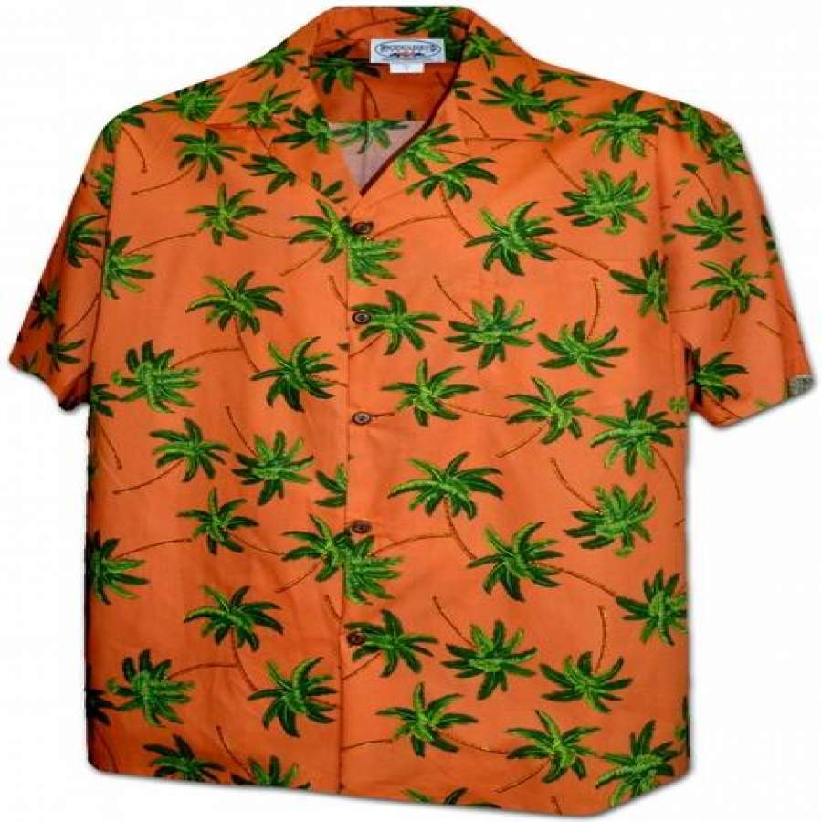 Hurricane Palms Orange Hawaiian Shirt - Pinotee Store
