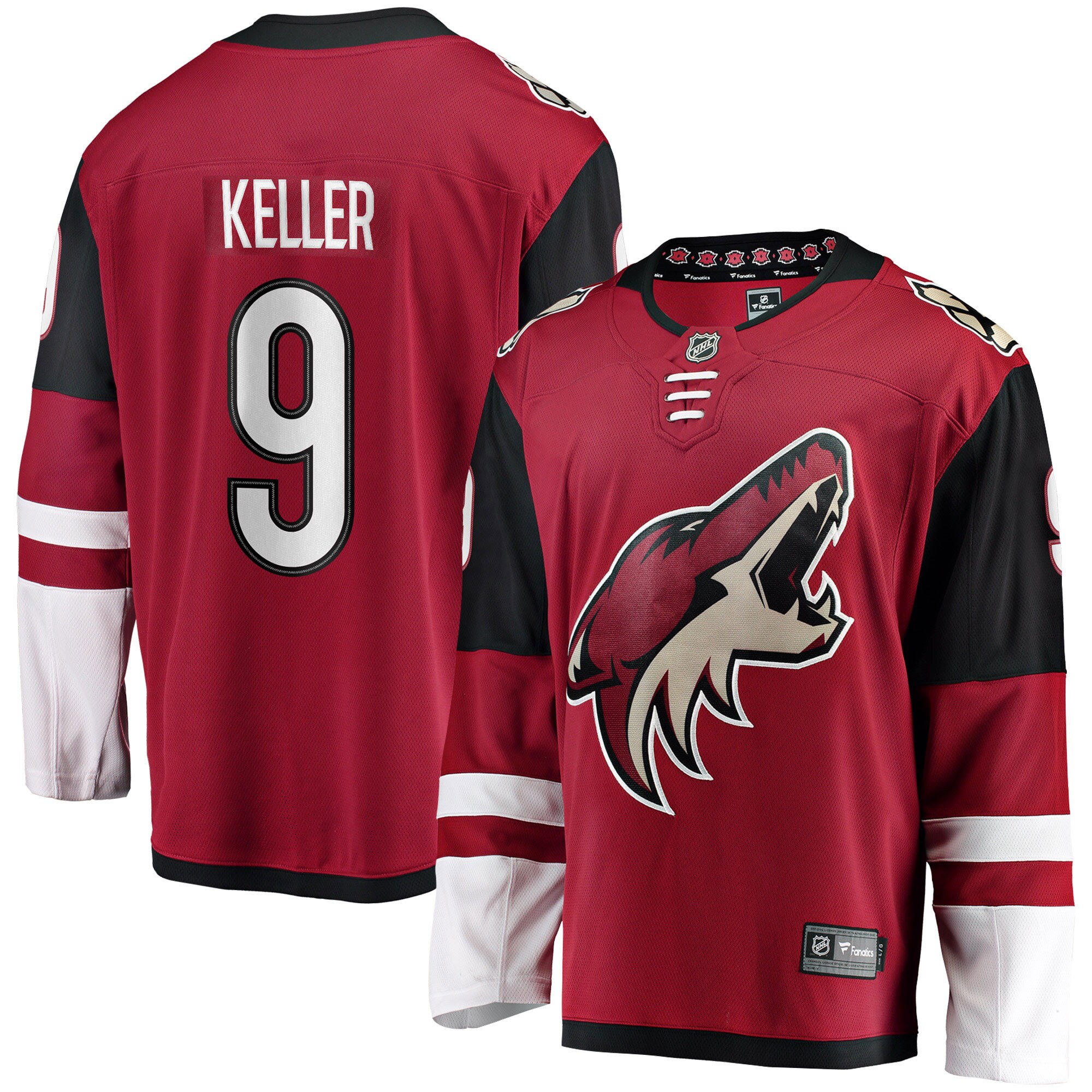 Men's Arizona Coyotes Clayton Keller Garnet Home Premier Breakaway Player Jersey