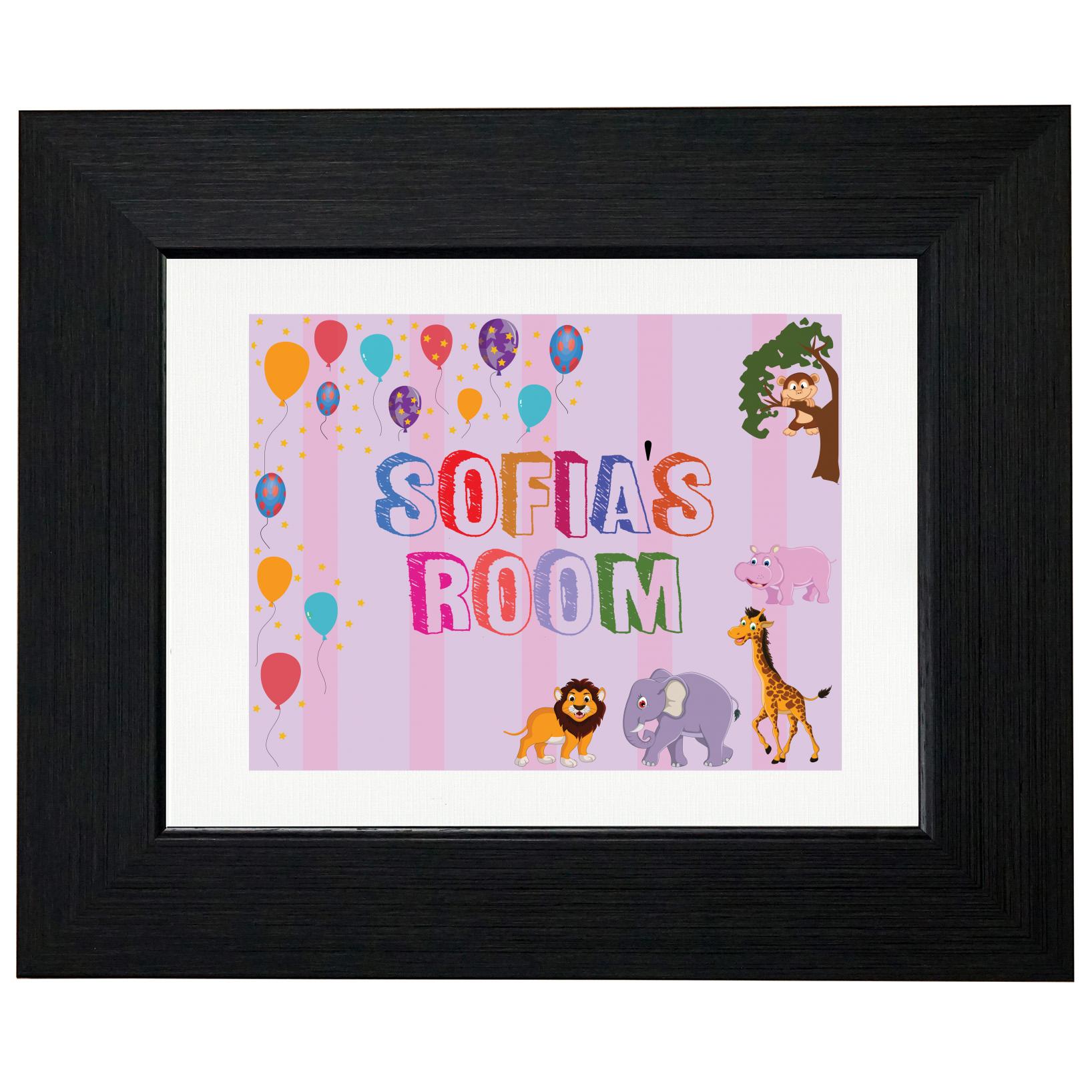 Sofia’s Room – Girl Birthday Gift – Balloons & Animals T-Shirt, Framed Print, Pillow, Golf Towel