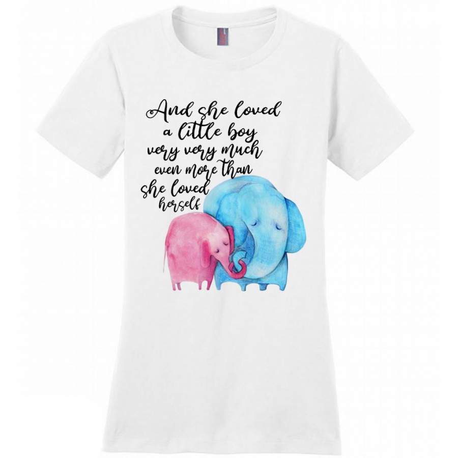 And She Loved A Little Boy Very Very Much Even More Than She Loved Herself, Elephant Design, Mother’s Day Gift A – District Made Women Shirt