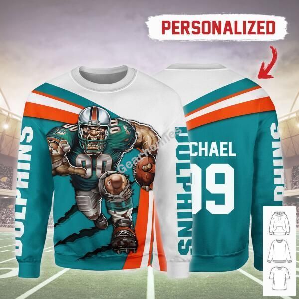 Gearhomies Personalized Unisex Sweatshirt Miami Dolphins Football Team 3D Apparel