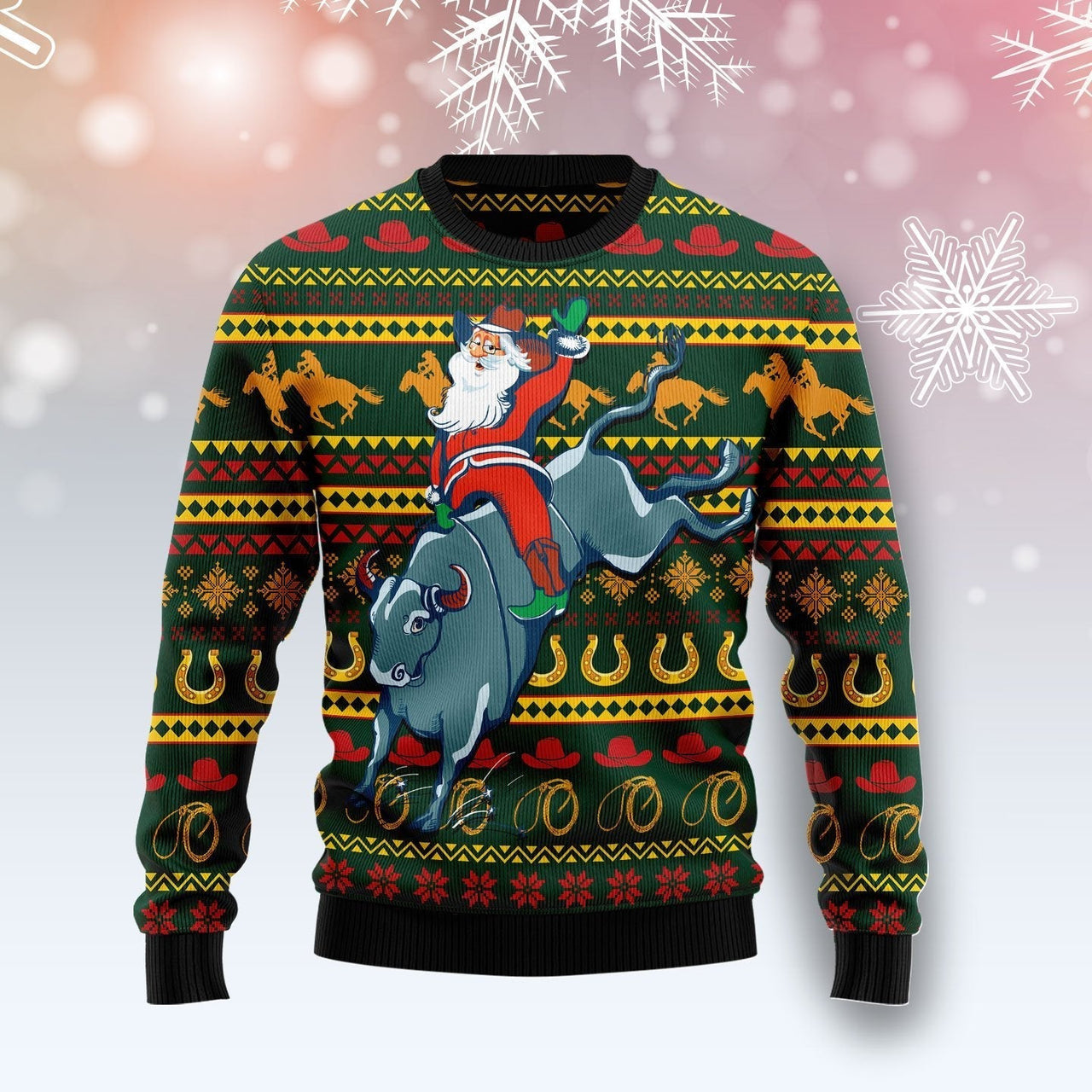 Amazing Cowboy Santa Claus Ugly Christmas Sweater | For Men & Women | Adult | Us1265