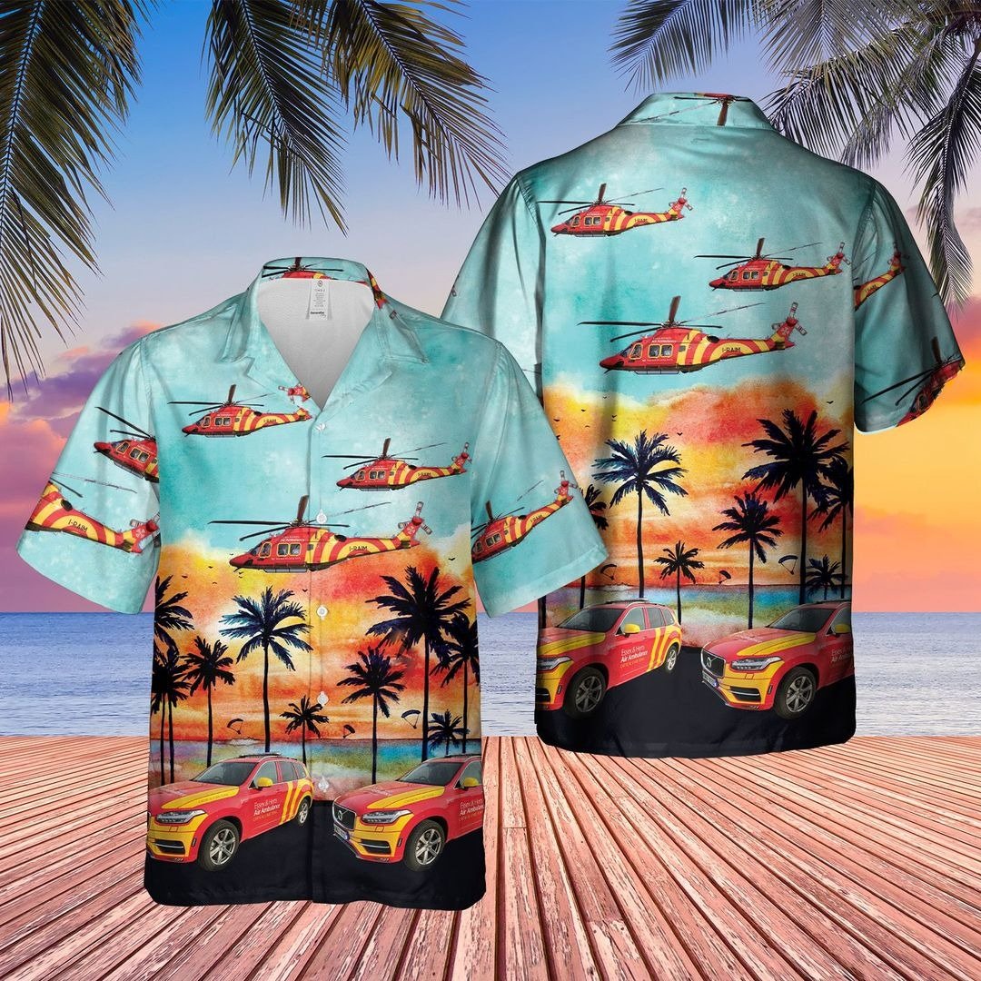 Uk Air Ambulance Helicopter & Car Hawaiian Shirt | For Men & Women | Adult | Hw9495