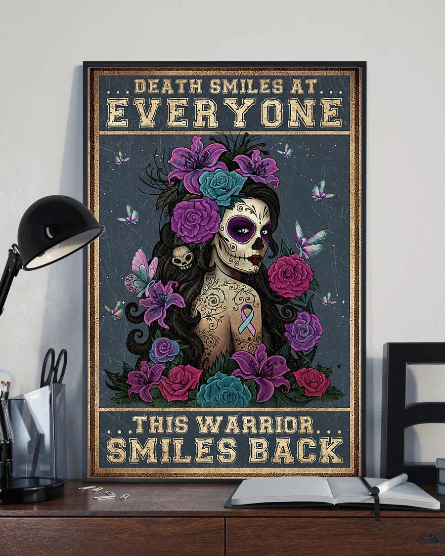 Suicide Prevention Awareness Sugar Skull Girl Poster Canvas – Death Smiles At Everyone Vintage Home Decor Wall Art Evg80058