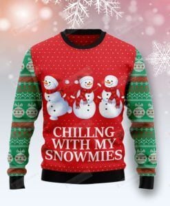 Chilling With My Snowmies Ugly Christmas Sweater, All Over Print Sweatshirt