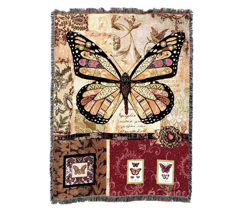 Baroque Butterfly Vintage Retro Style Couch Sofa Blanket,  Woven Throw Blanket Home Decor