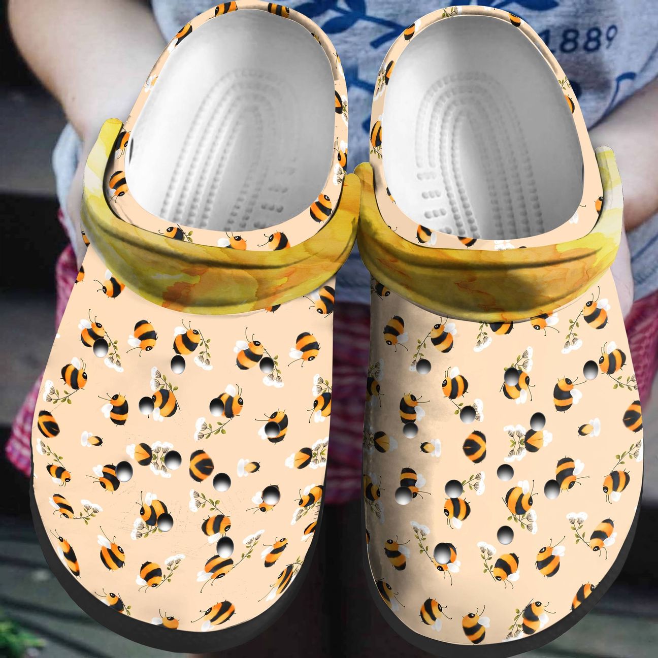 Bee Personalized Clog, Custom Name, Text, Color, Number Fashion Style For Women, Men, Kid, Print 3D Bee Cute