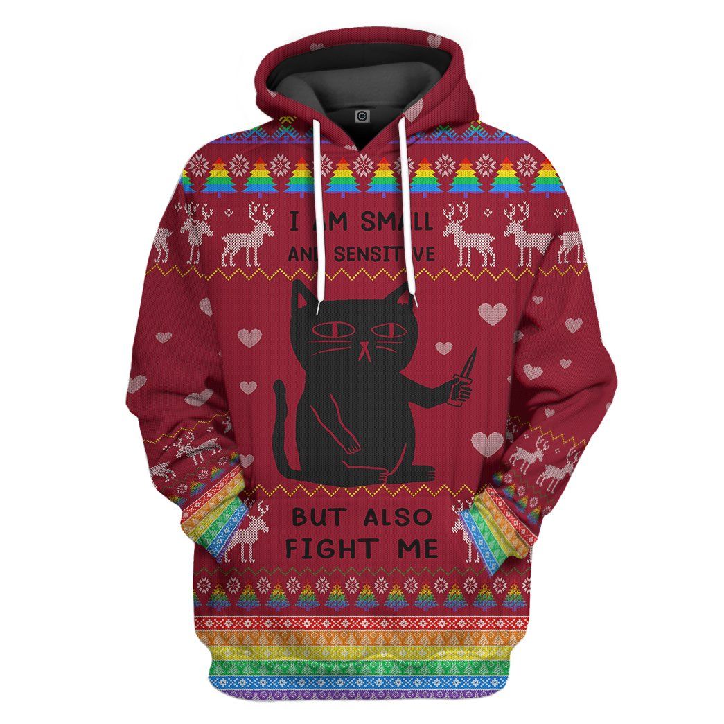 Casespring 3D Ugly Christmas I Am Small And Sensitive But Also Fight Me Custom Hoodie Apparel