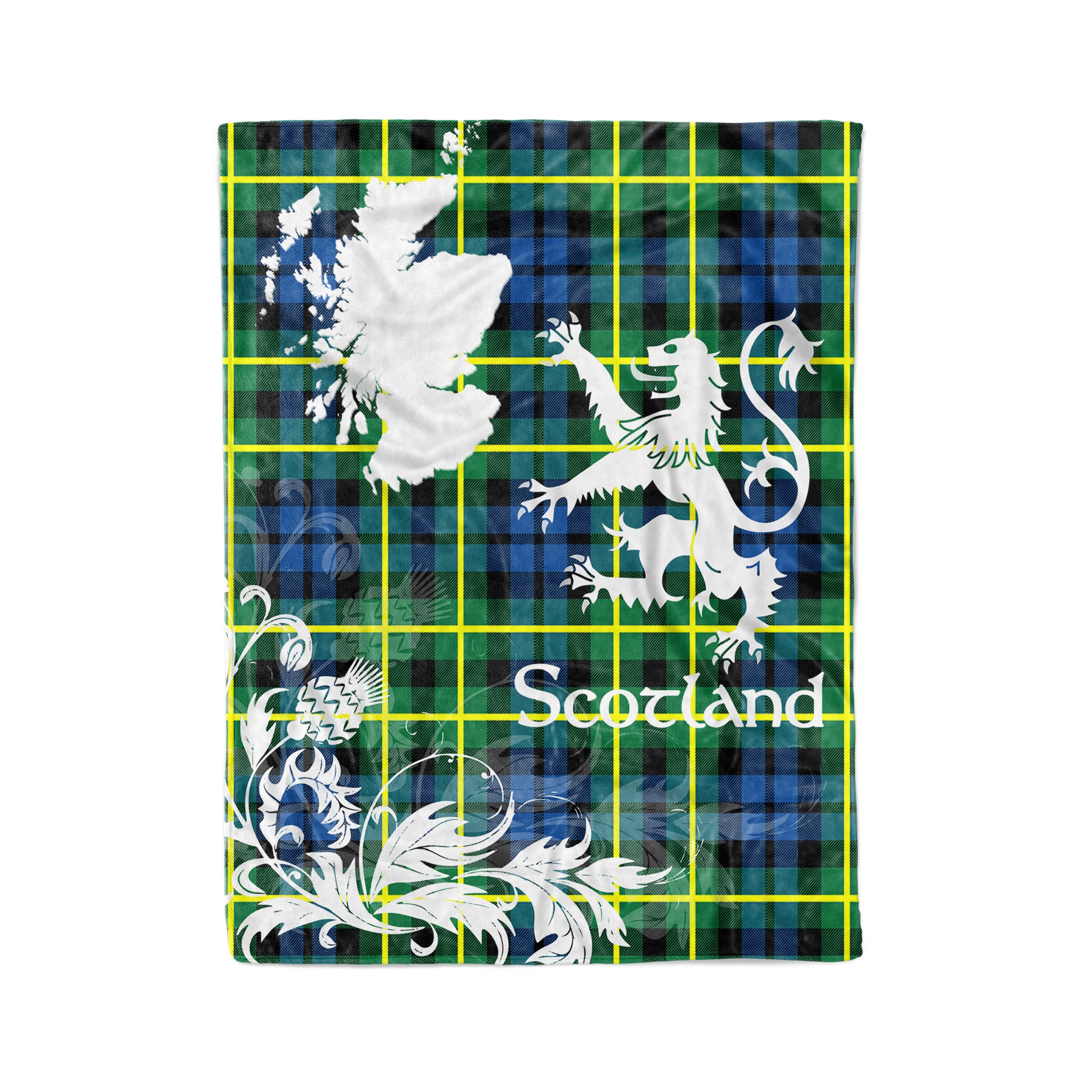 Tartan Plaid Fleece Blanket Tartan Blanket Thistle And Lion Scottish Clan Campbell Of Breadalbane Ancient Plaid Blanket