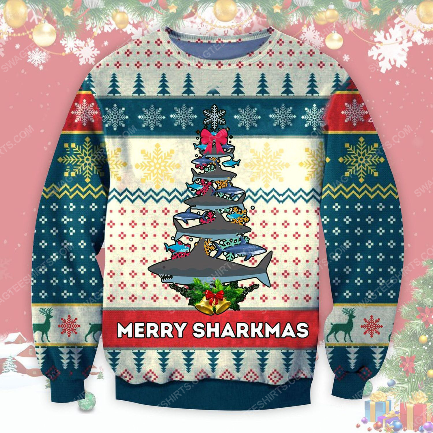 [Special Edition] Merry Sharkmas Shark Christmas Tree Ugly Christmas Sweater – Maria