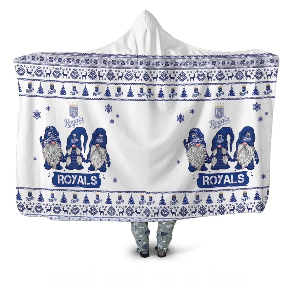 Christmas Gnomes Kansas City Royals Ugly Sweatshirt Christmas 3D Hooded Blanket