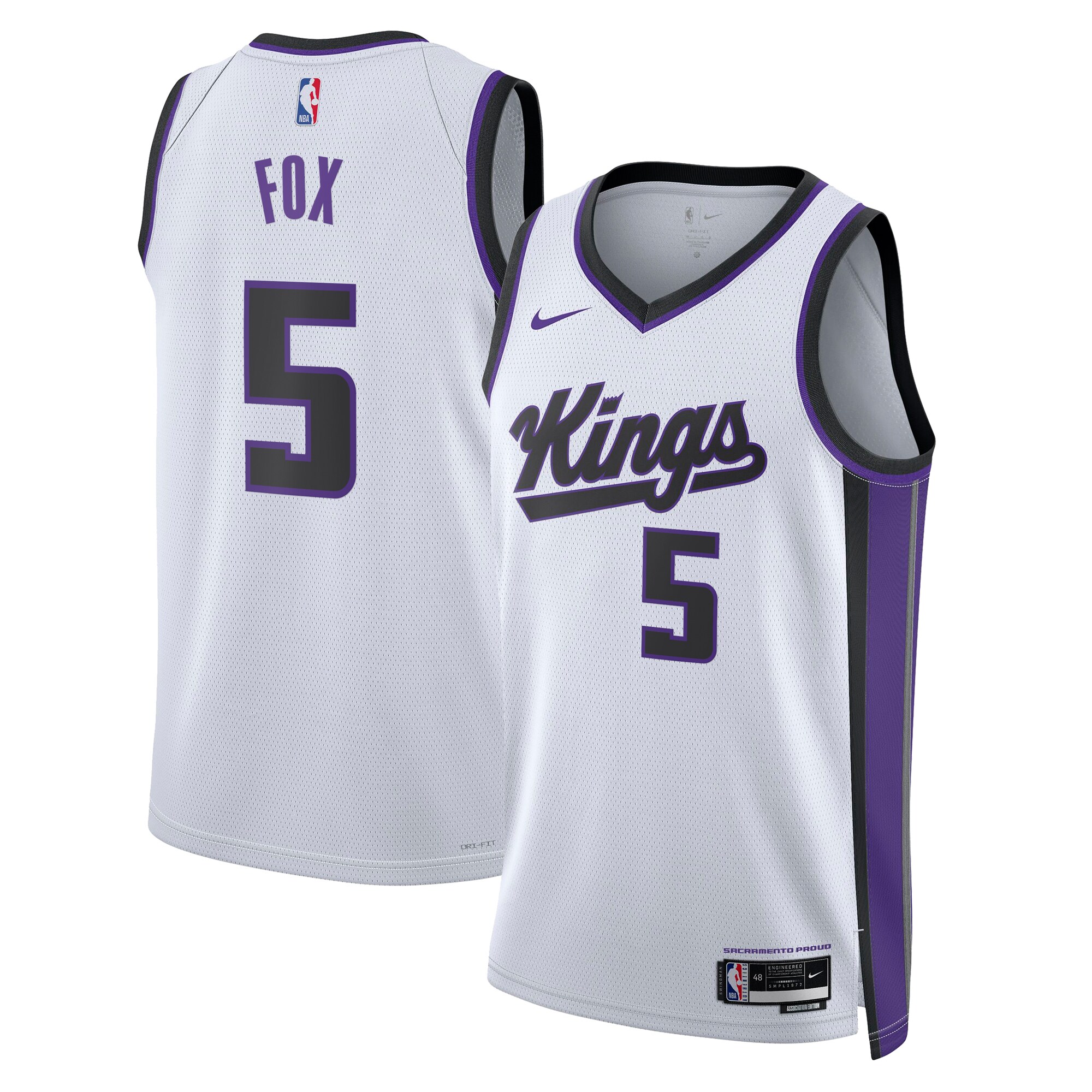 Sacramento Kings Association Edition Swingman Jersey – White – De'Aaron Fox – Unisex