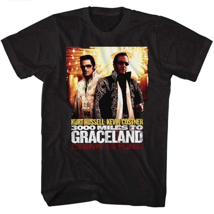 3000 Miles To Graceland Poster Black Adult T-Shirt Tee