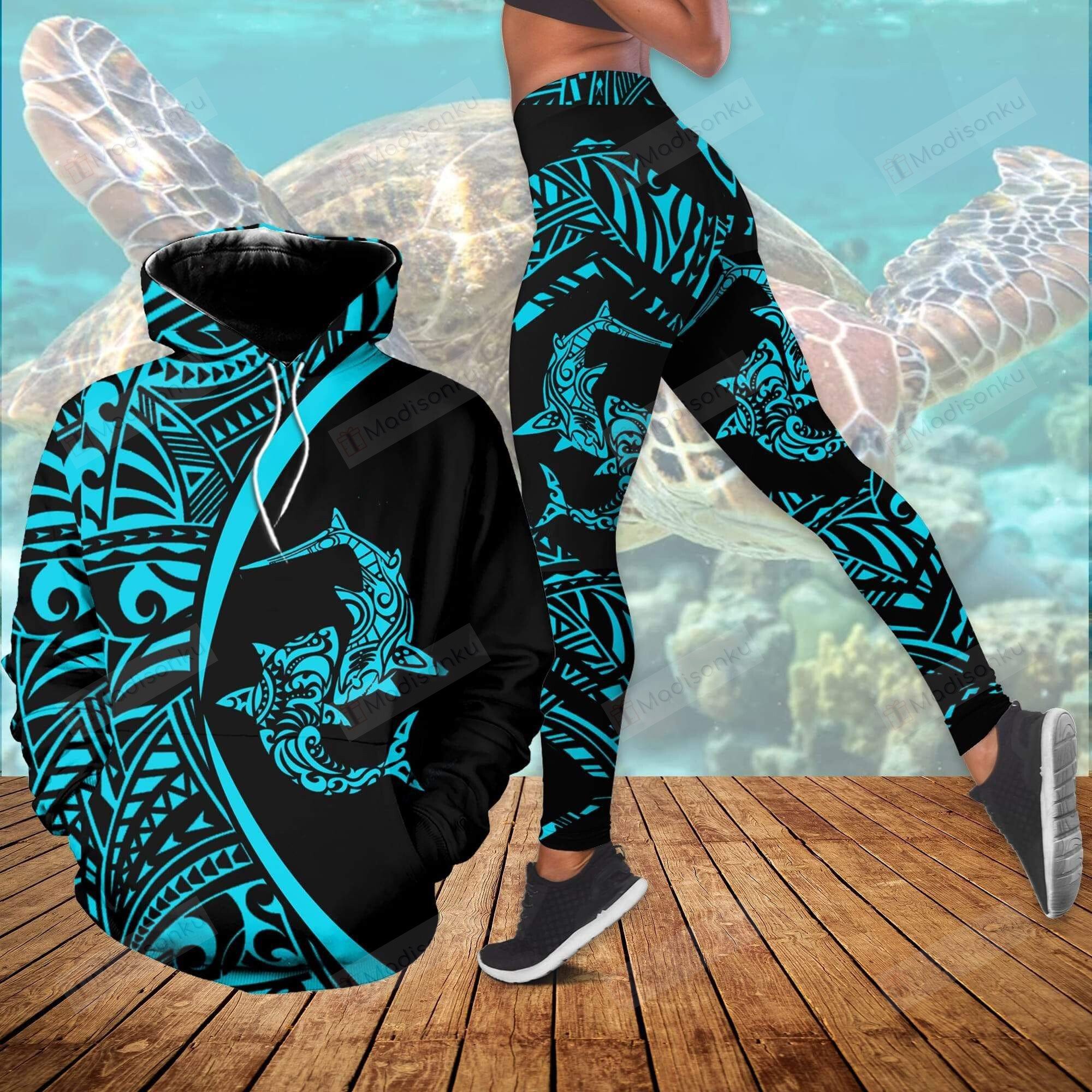 Couple Sharks Hoodie And Legging All Over Printed