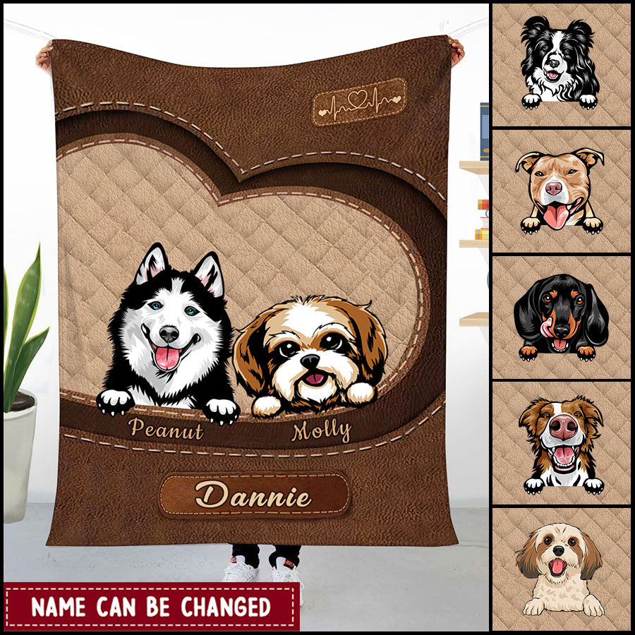 Personalized Dog Mom Puppy Pet Dogs Lover Texture Leather Fleece Blanket Nvl23Feb22Tt1