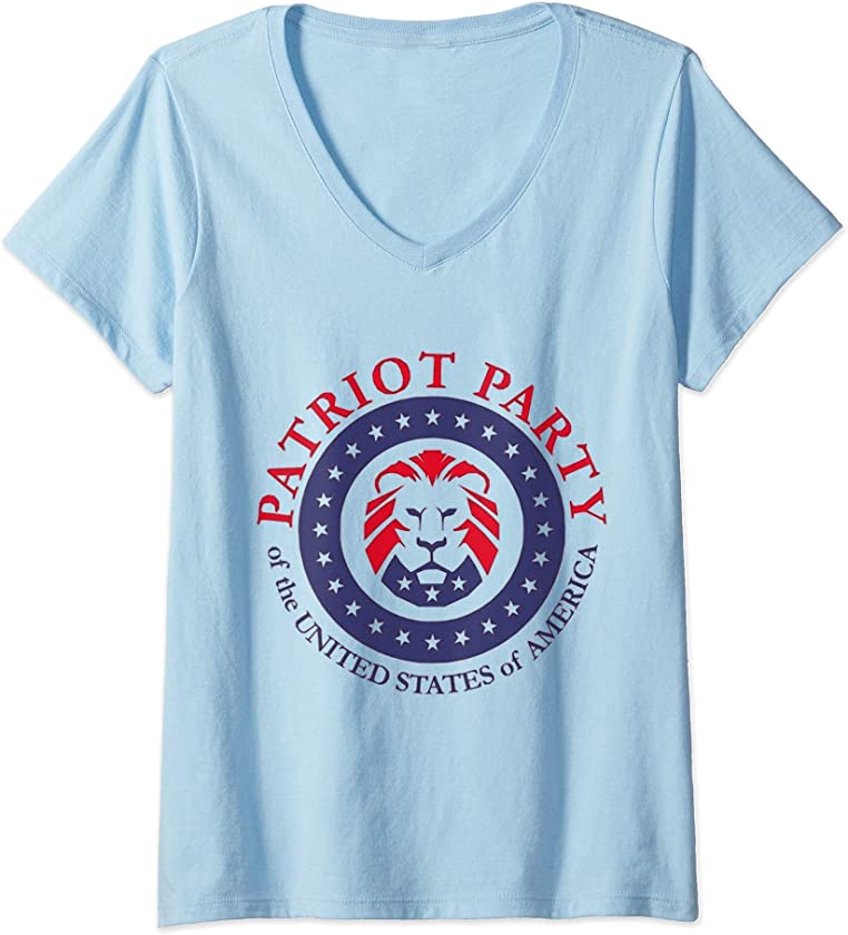 Womens Patriot Party Shirt Conservative Lion Patriotic 4th of July V-Neck T-Shirt